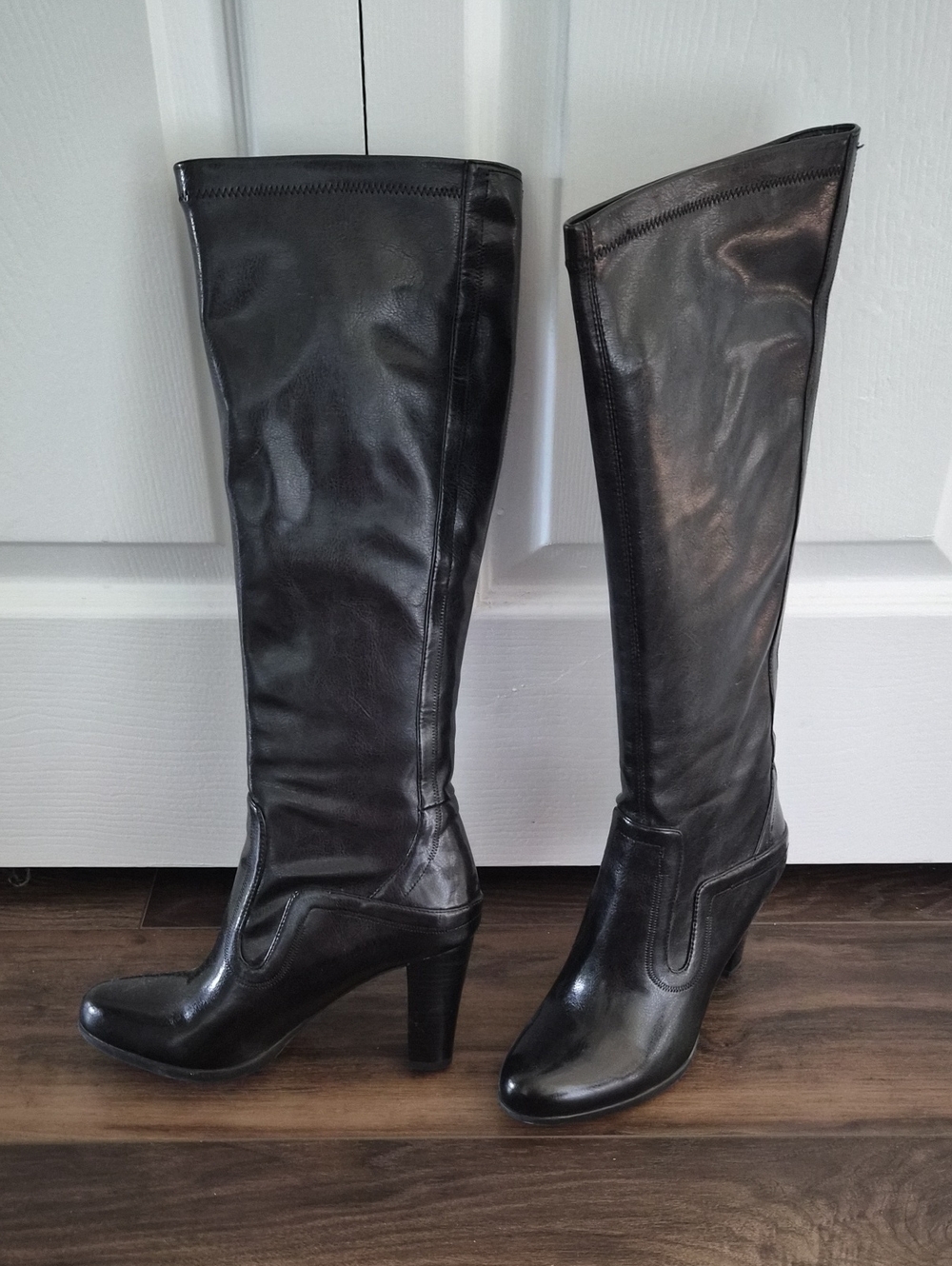 Franco Sarto Black Leather Knee-High Heel Boots